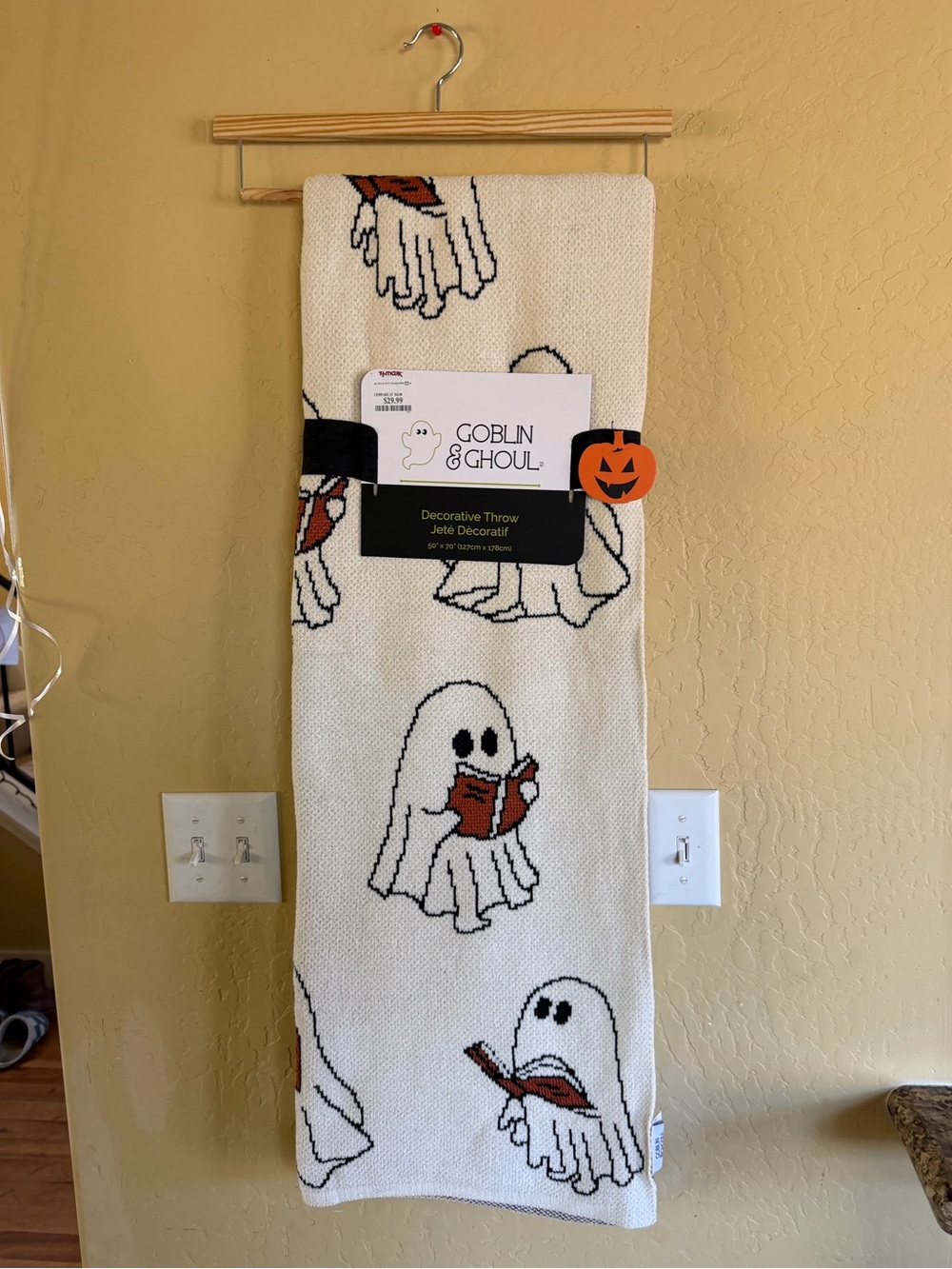 White Ghost Reading Decorative Throw